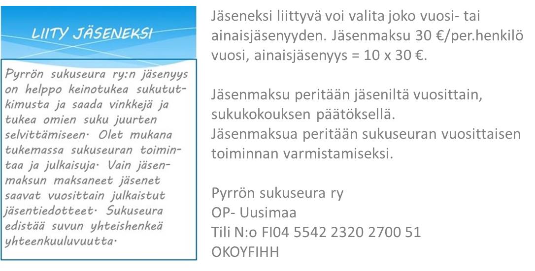 J seneksi Liittyminen Pyrr n Sukuseura Ry J seneksi Liittyminen Pyrr n Sukuseura Ry